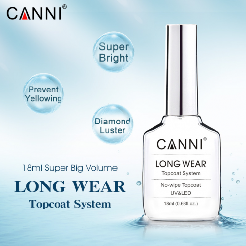 Canni Ημιμόνιμο Βερνίκι Νυχιών No Wipe Top Coat Long Wear 18ml