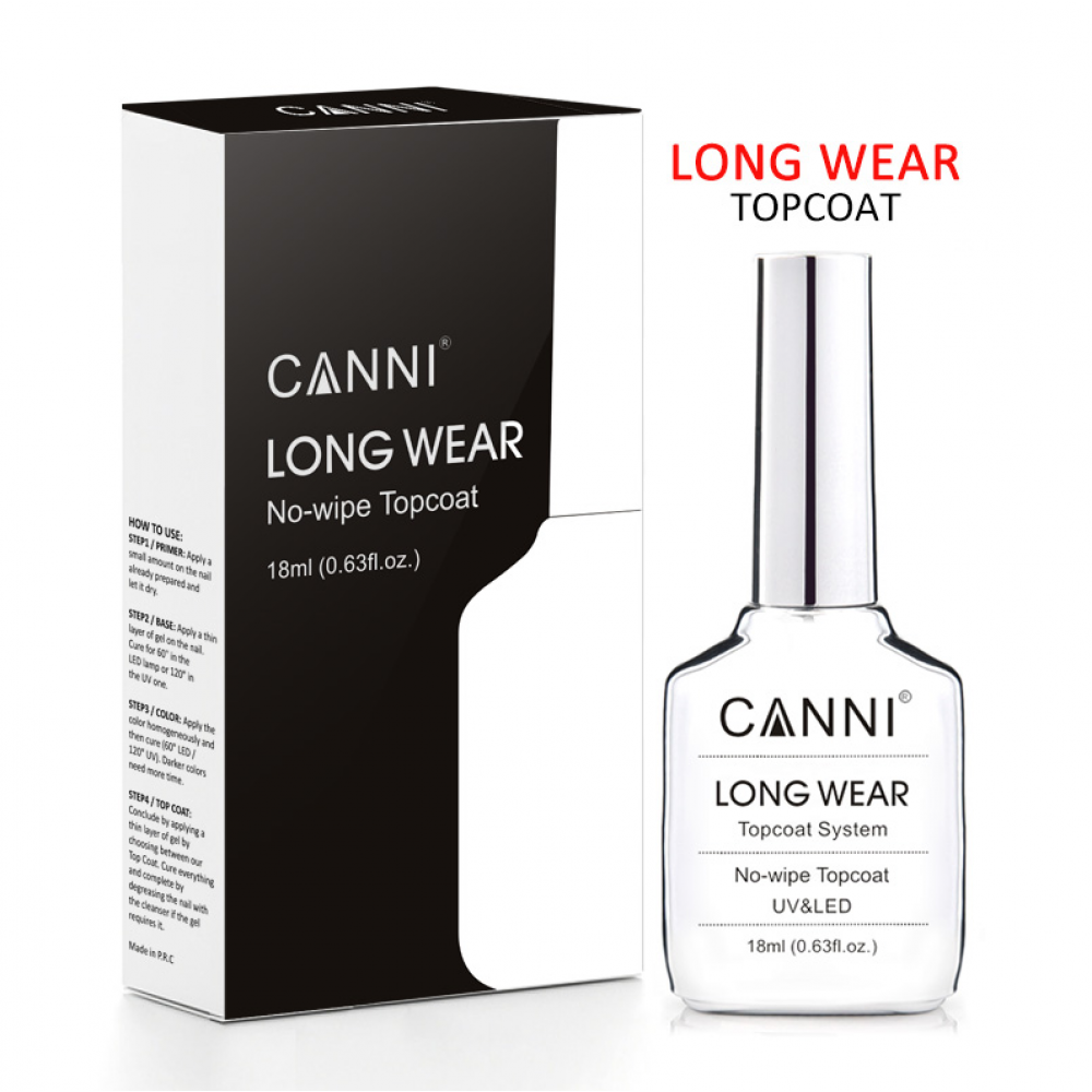 Canni Ημιμόνιμο Βερνίκι Νυχιών No Wipe Top Coat Long Wear 18ml