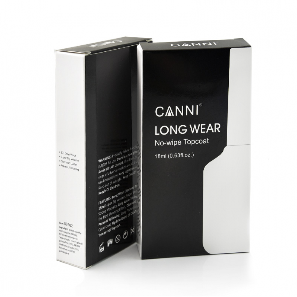 Canni Ημιμόνιμο Βερνίκι Νυχιών No Wipe Top Coat Long Wear 18ml
