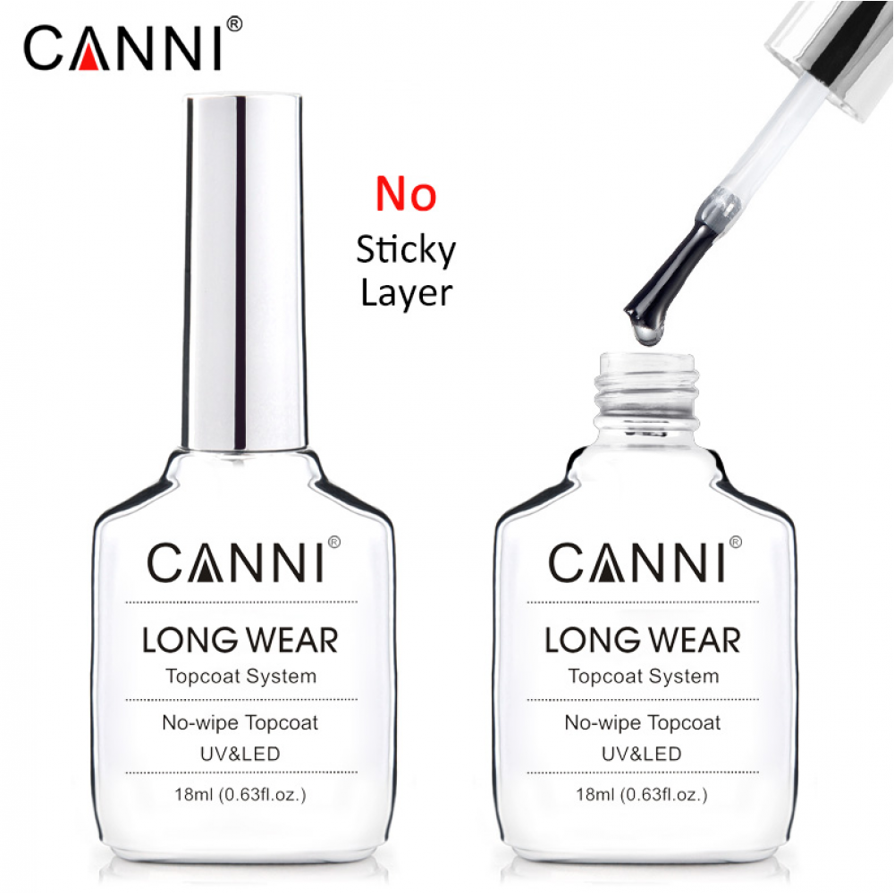 Canni Ημιμόνιμο Βερνίκι Νυχιών No Wipe Top Coat Long Wear 18ml