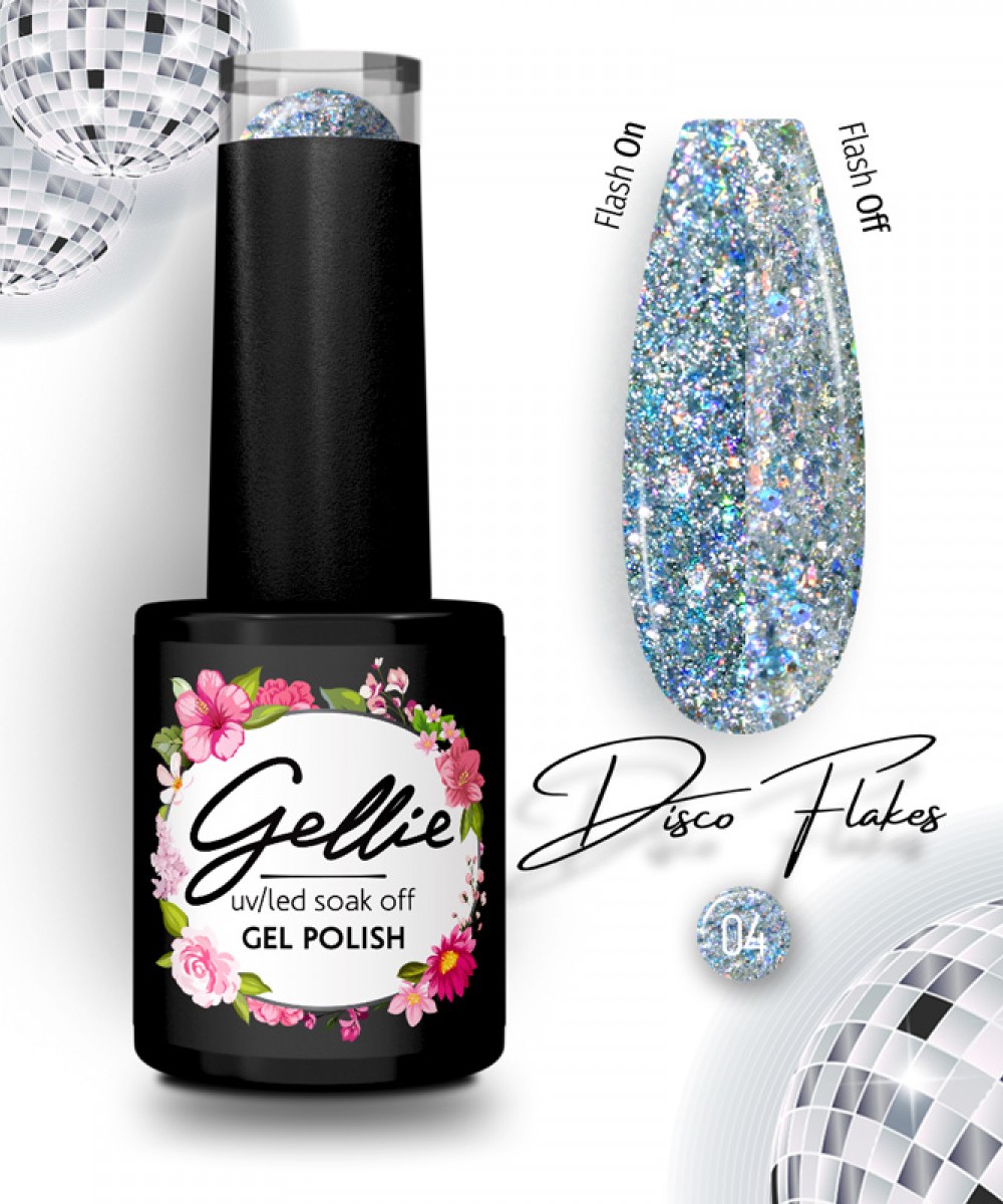 Gellie Ημιμόνιμο Βερνίκι Νυχιών Disco Flakes 4 10ml