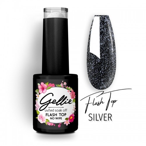 Gellie Ημιμόνιμο Βερνίκι Νυχιών Flash Top Silver, 10ml *