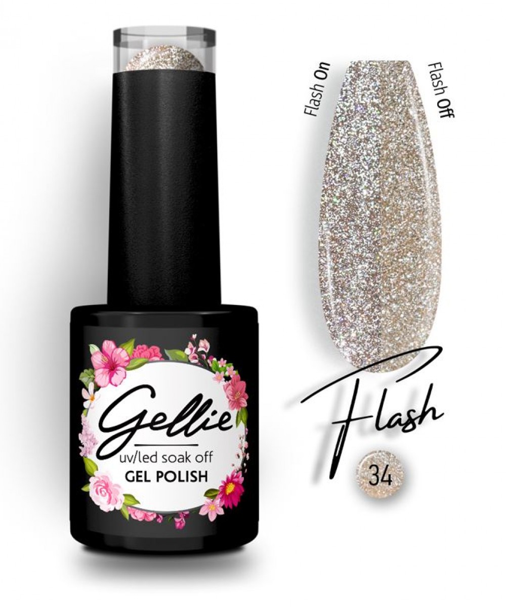 Gellie Ημιμόνιμο Βερνίκι Νυχιών Flash 34, 10ml