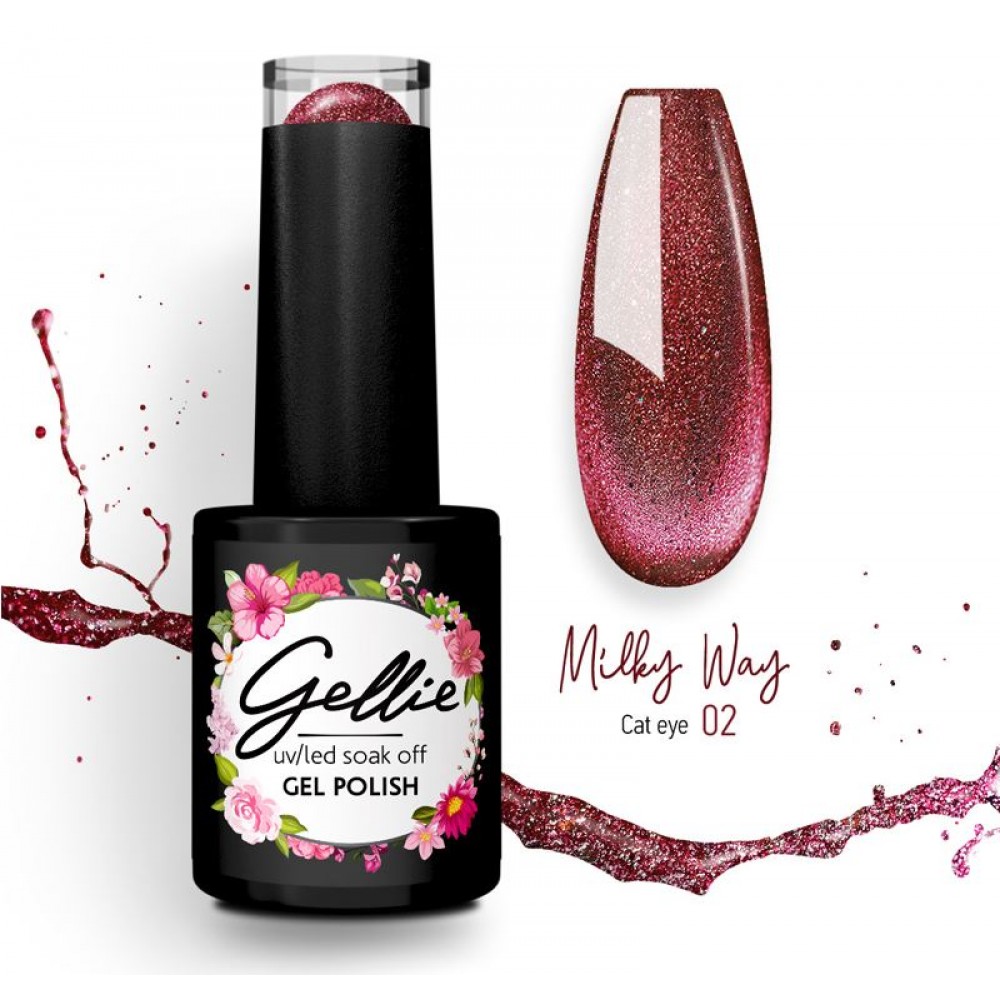 Gellie Ημιμόνιμο Βερνίκι Νυχιών Milky Way Cat Eye 02 ,10ml