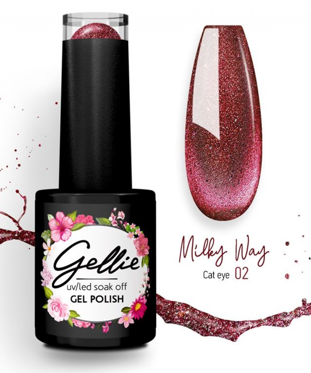 Gellie Ημιμόνιμο Βερνίκι Νυχιών Milky Way Cat Eye 02 ,10ml