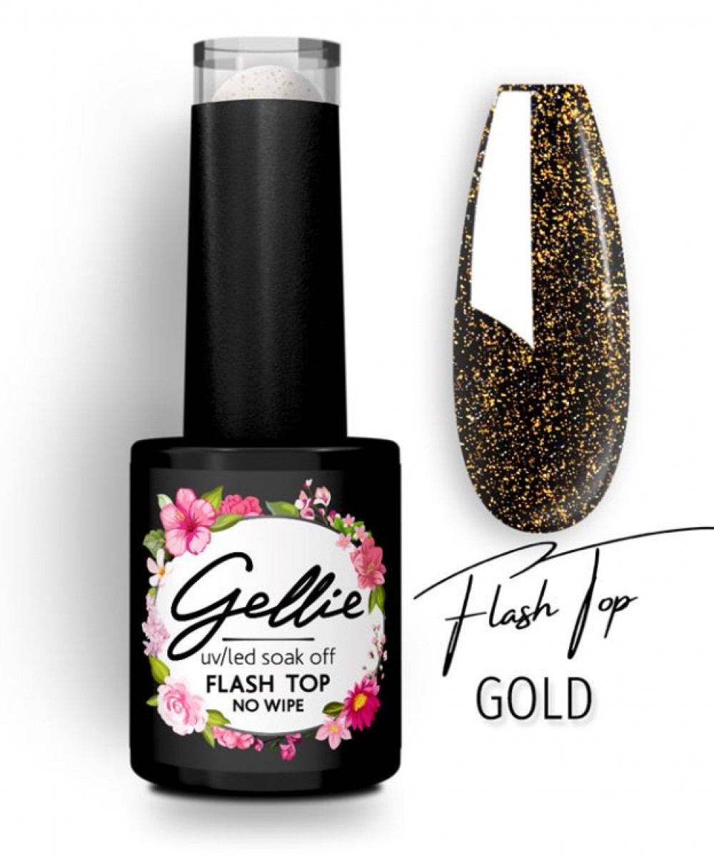 Gellie Ημιμόνιμο Βερνίκι Νυχιών Flash Top Gold, 10ml *