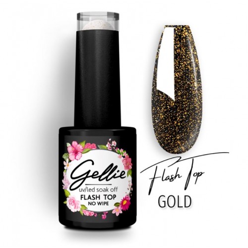 Gellie Ημιμόνιμο Βερνίκι Νυχιών Flash Top Gold, 10ml *
