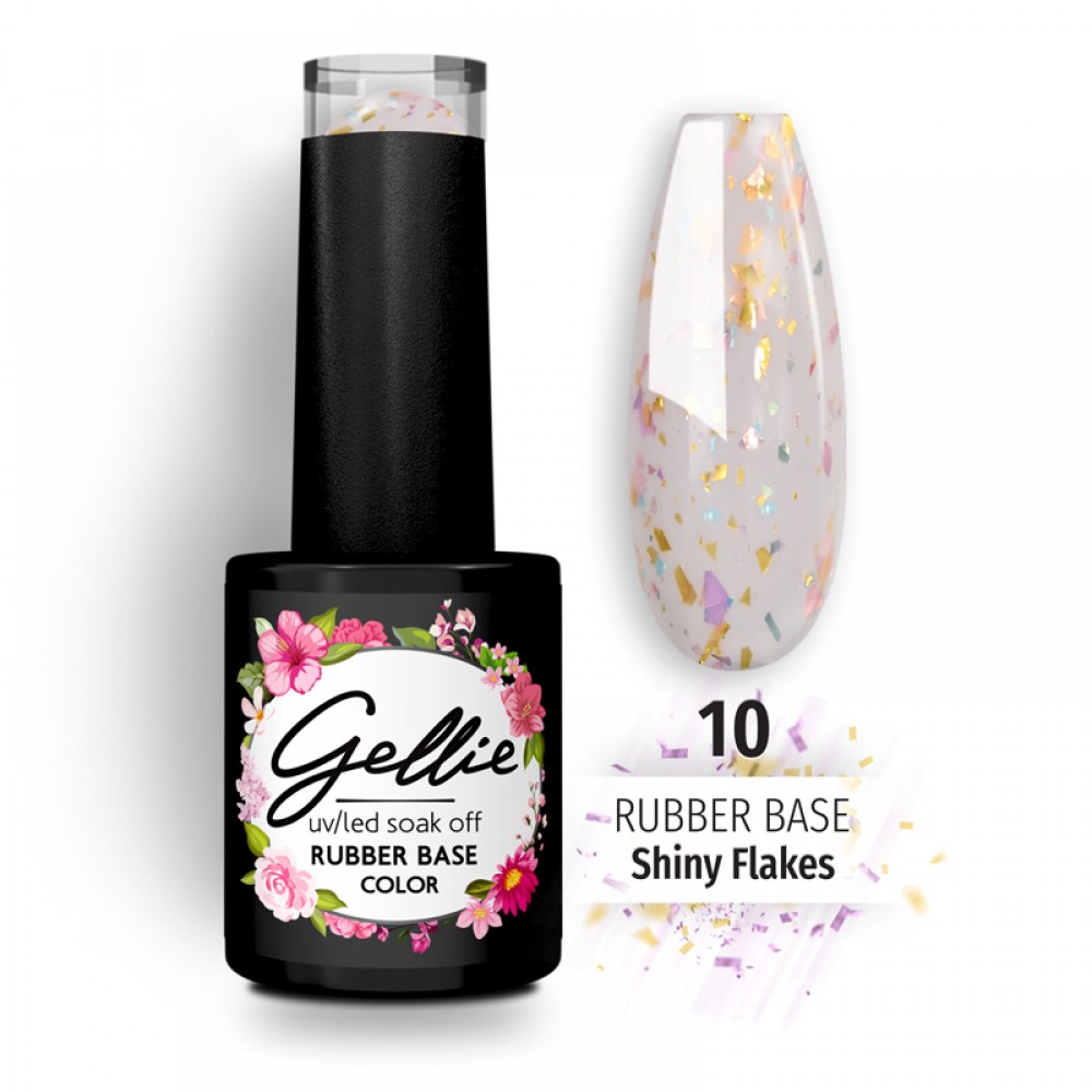 Gellie Rubber Base Shiny Flakes 10 ,10ml *