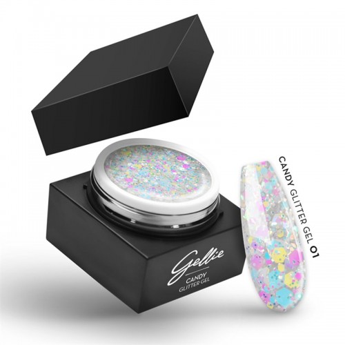 Gellie Ημιμόνιμο Βερνίκι Νυχιών Candy Glitter Gel 01 15ml *