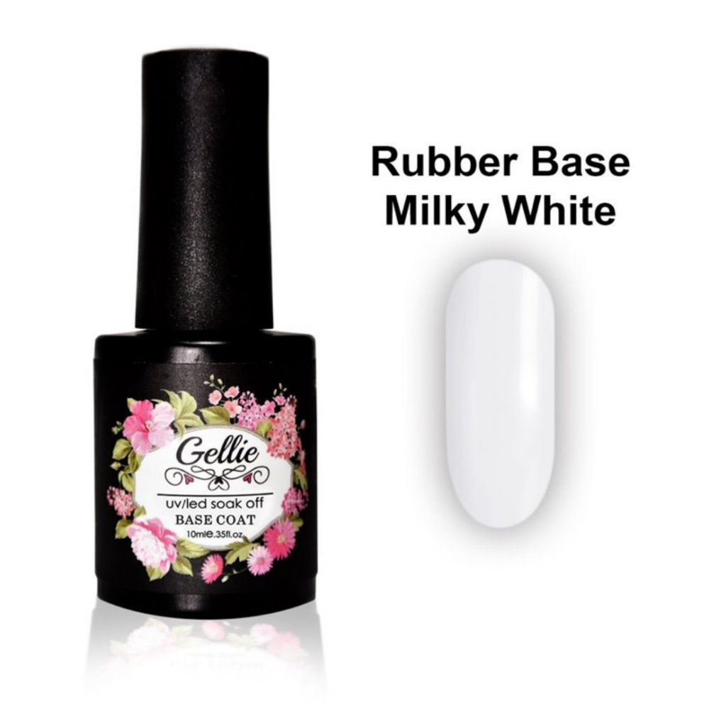 Gellie Ημιμόνιμο Βερνίκι Νυχιών Rubber Base Milky White 37 ,10ml