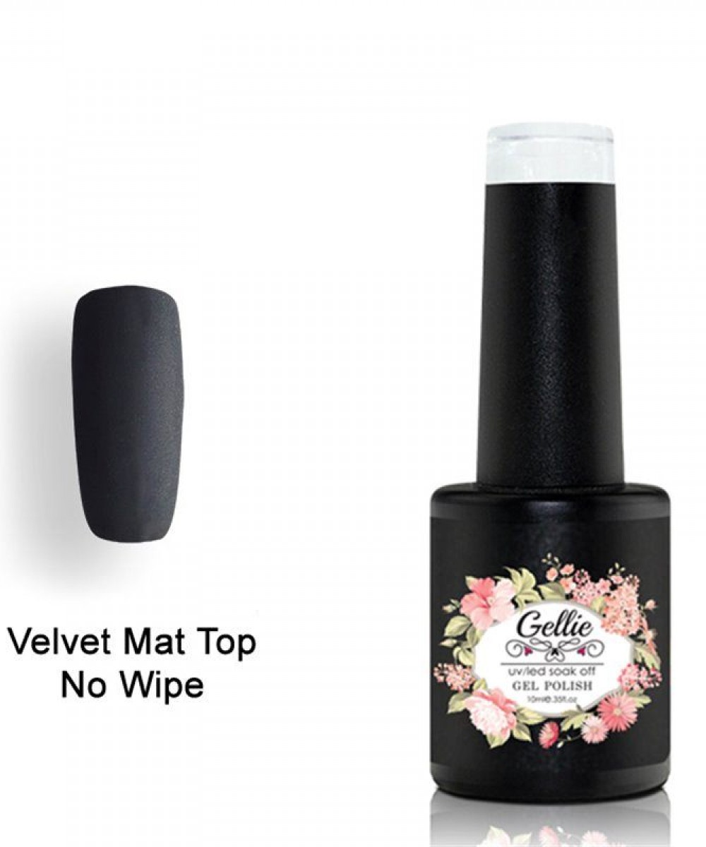 Gellie Ημιμόνιμο Βερνίκι Νυχιών Velvet Matte Top Coat No Wipe ,10ml