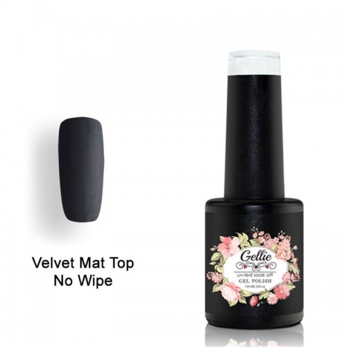 Gellie Ημιμόνιμο Βερνίκι Νυχιών Velvet Matte Top Coat No Wipe ,10ml