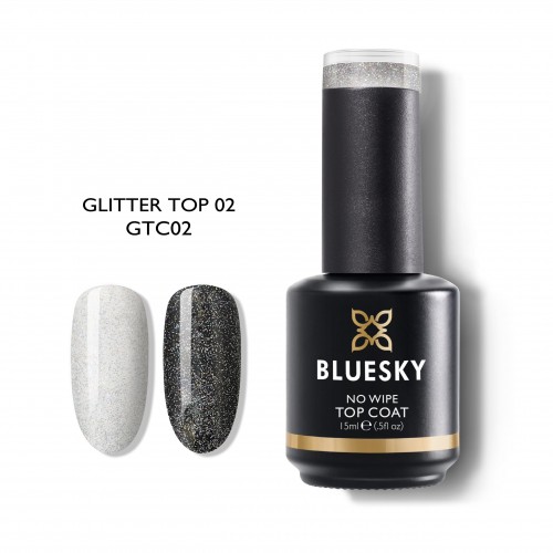 Bluesky Ημιμόνιμο Βερνίκι Νυχιών Glitter Top Coat No Wipe Gtc02 ,15ml