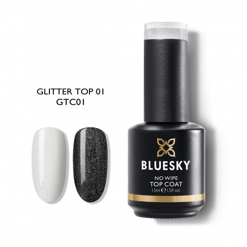 Bluesky Ημιμόνιμο Βερνίκι Νυχιών Glitter Top Coat No Wipe Gtc01 ,15ml