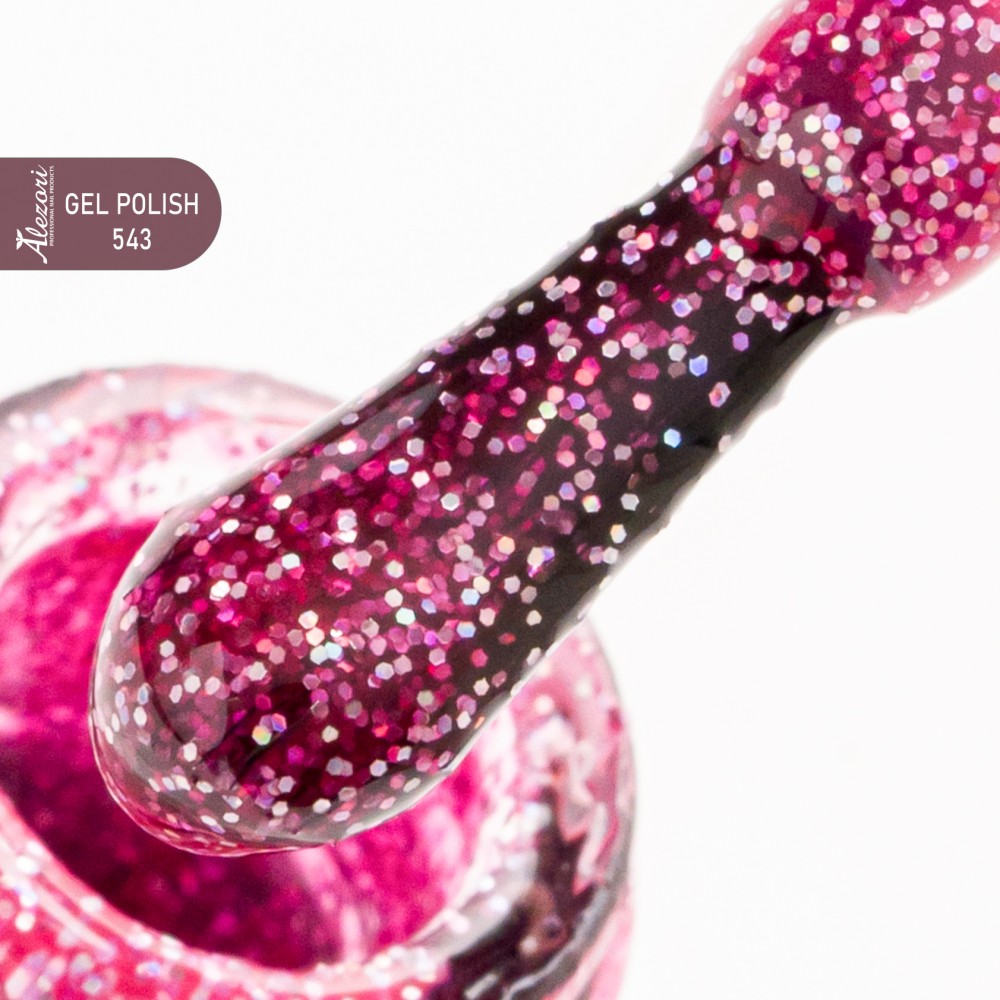 Alezori Ημιμόνιμο Βερνίκι Νυχιών Gel Polish №543 Φούξια Ψιλό Glitter Ιριδίζον ,15ml *