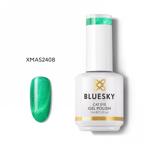 Bluesky Ημιμόνιμο Βερνίκι Νυχιών Cat Eye XMAS2408 Emerald Sparkle 15ml