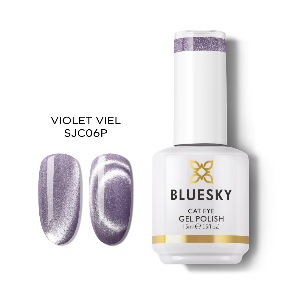 Bluesky Ημιμόνιμο Βερνίκι Νυχιών Satin Cat Eye SJC06 Violet Viel  ,15ml