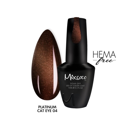 Mixcoco Ημιμόνιμο Βερνίκι Νυχιών Platinum Cat Eye 04 Hema Free 15ml