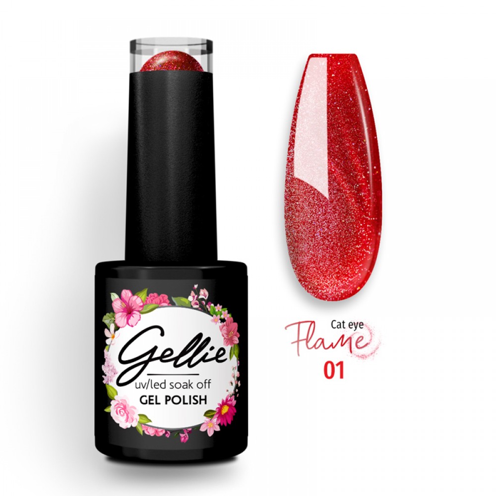 Gellie Ημιμόνιμο Βερνίκι Νυχιών Flame Cat Eye 01, 10ml