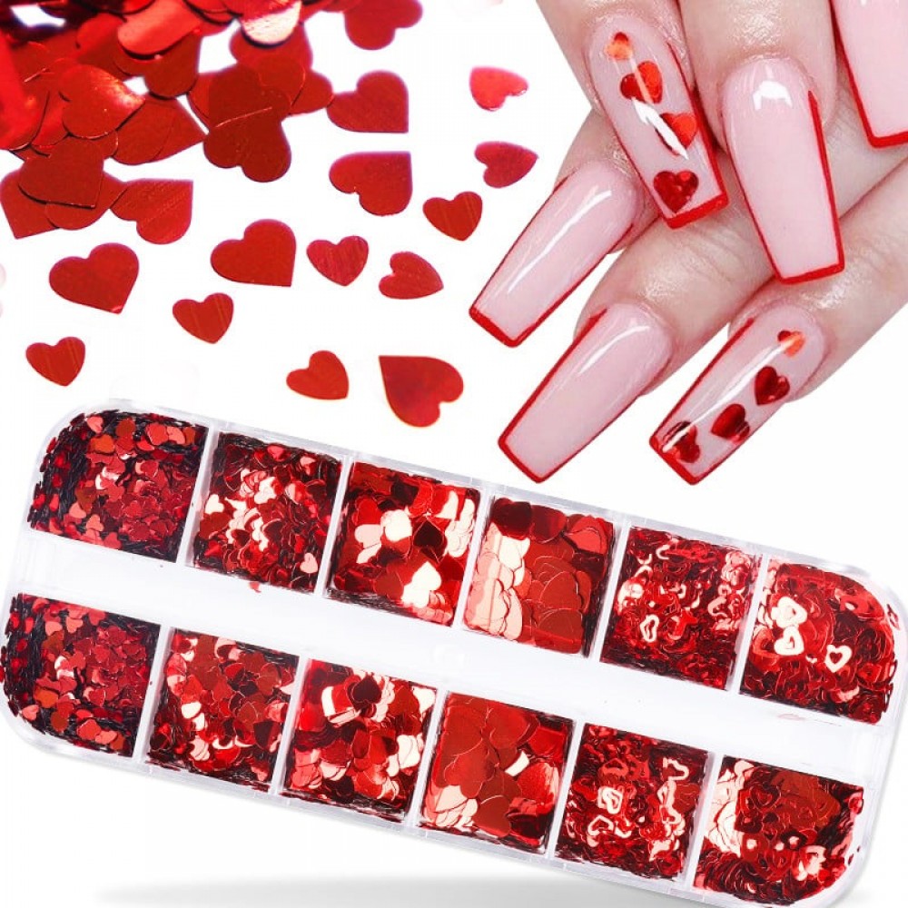 Διακοσμητικά Νυχιών Καρδιές Box Sequins 28g