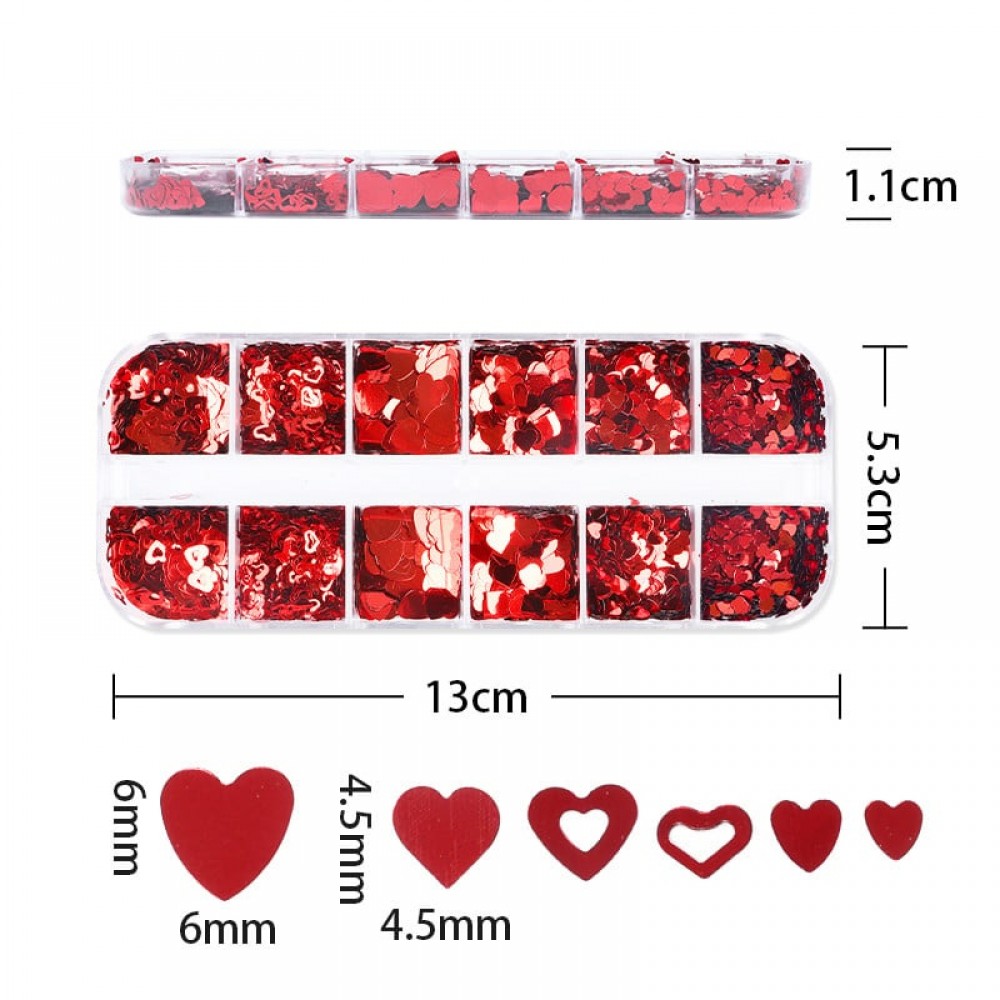 Διακοσμητικά Νυχιών Καρδιές Box Sequins 28g Διακοσμητικά Νυχιών Καρδιές Box Sequins 28g