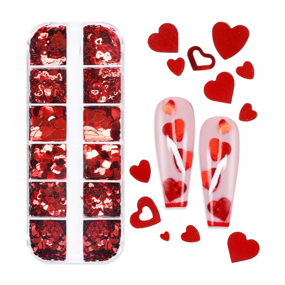 Διακοσμητικά Νυχιών Καρδιές Box Sequins 28g