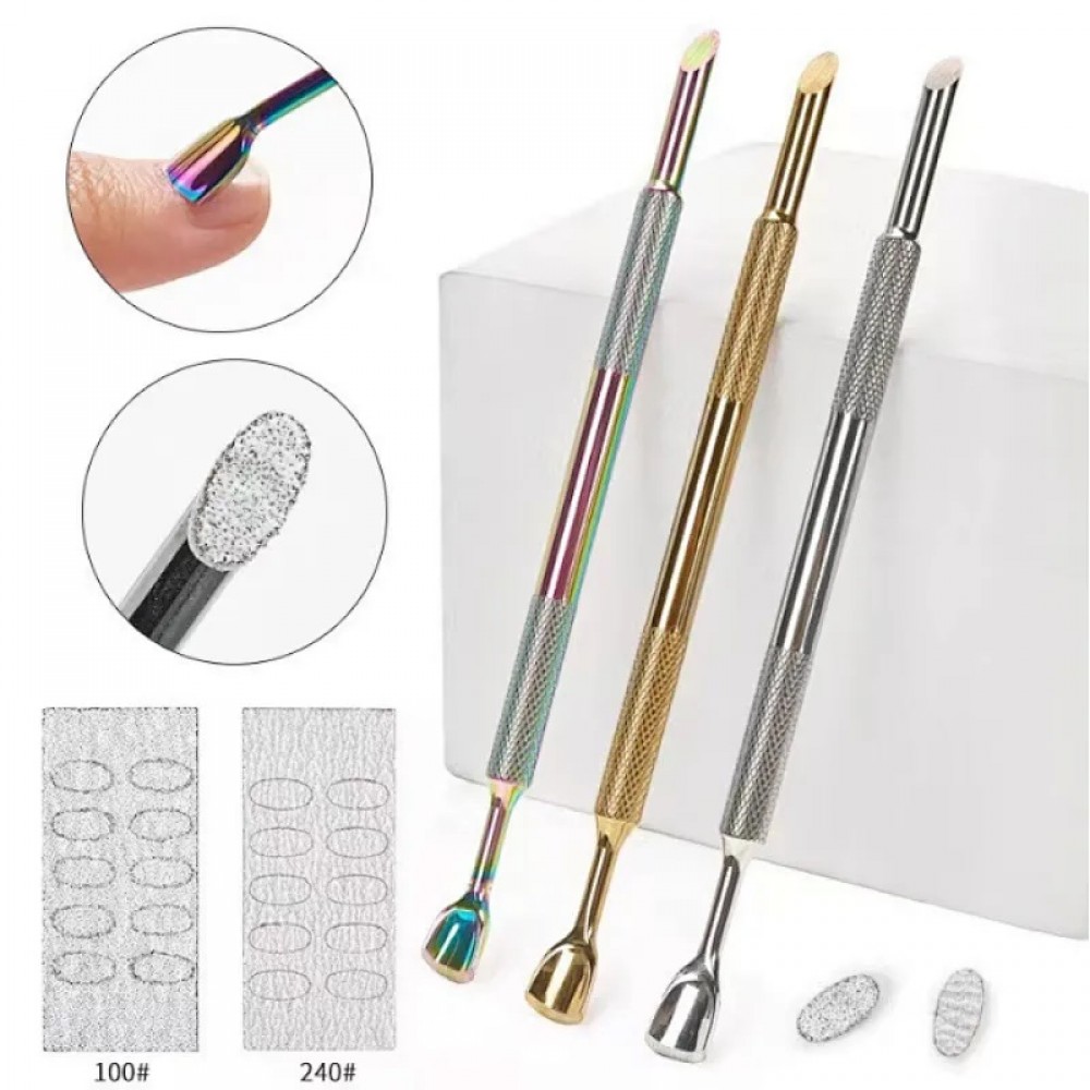Double Ended Horseshoe Cuticle Pusher 03 Silver