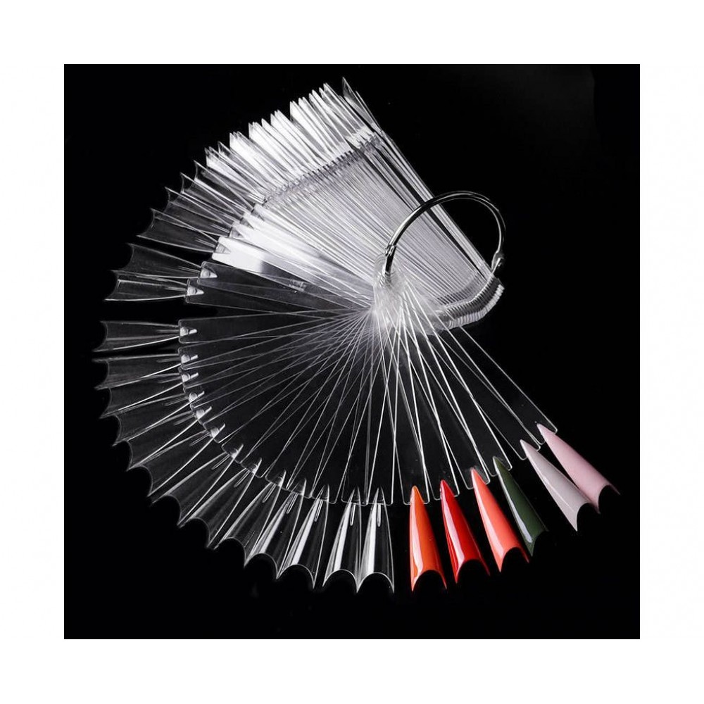 Δειγματολόγιο Νυχιών Σε Κρίκο  Stiletto Διάφανο A 50Pcs