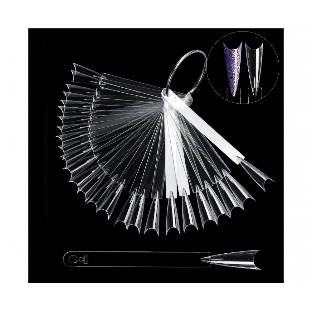 Δειγματολόγιο Νυχιών Σε Κρίκο  Stiletto Διάφανο A 50Pcs