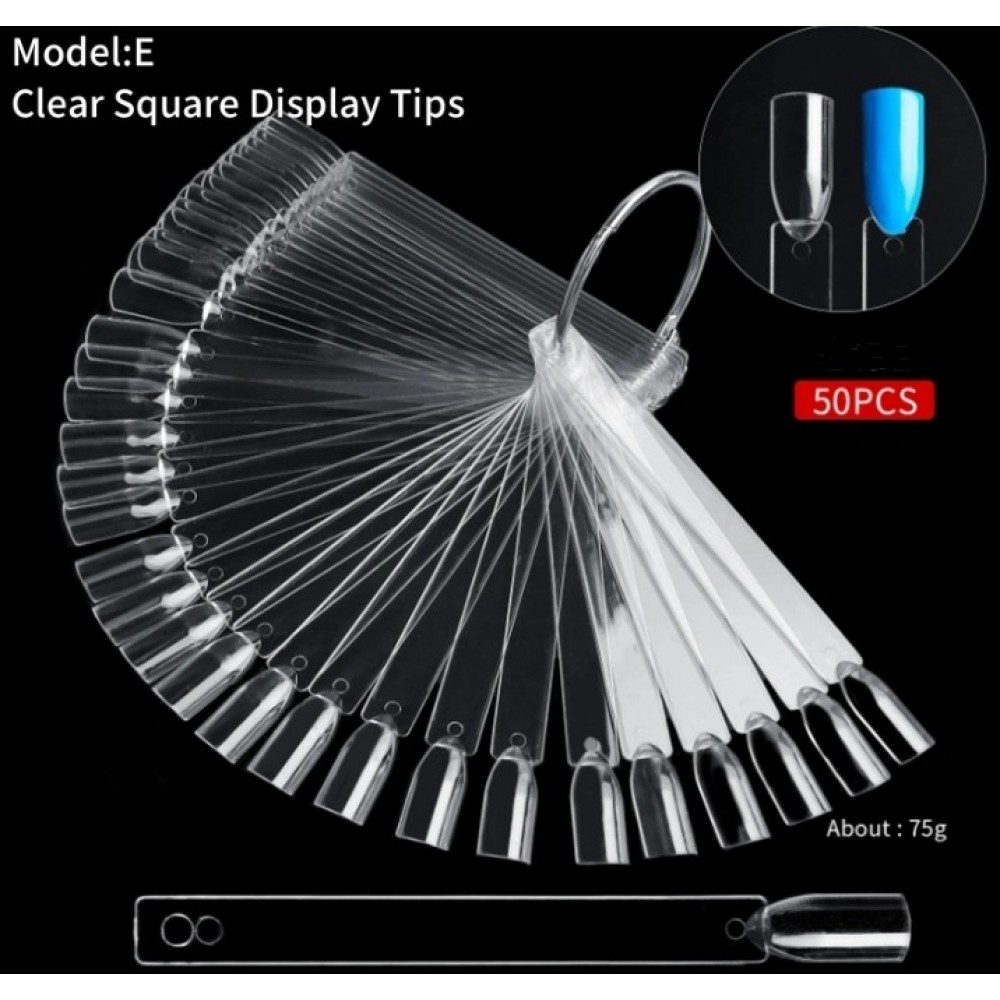 Δειγματολόγιο Νυχιών Σε Κρίκο Square Clear  E 50Pcs