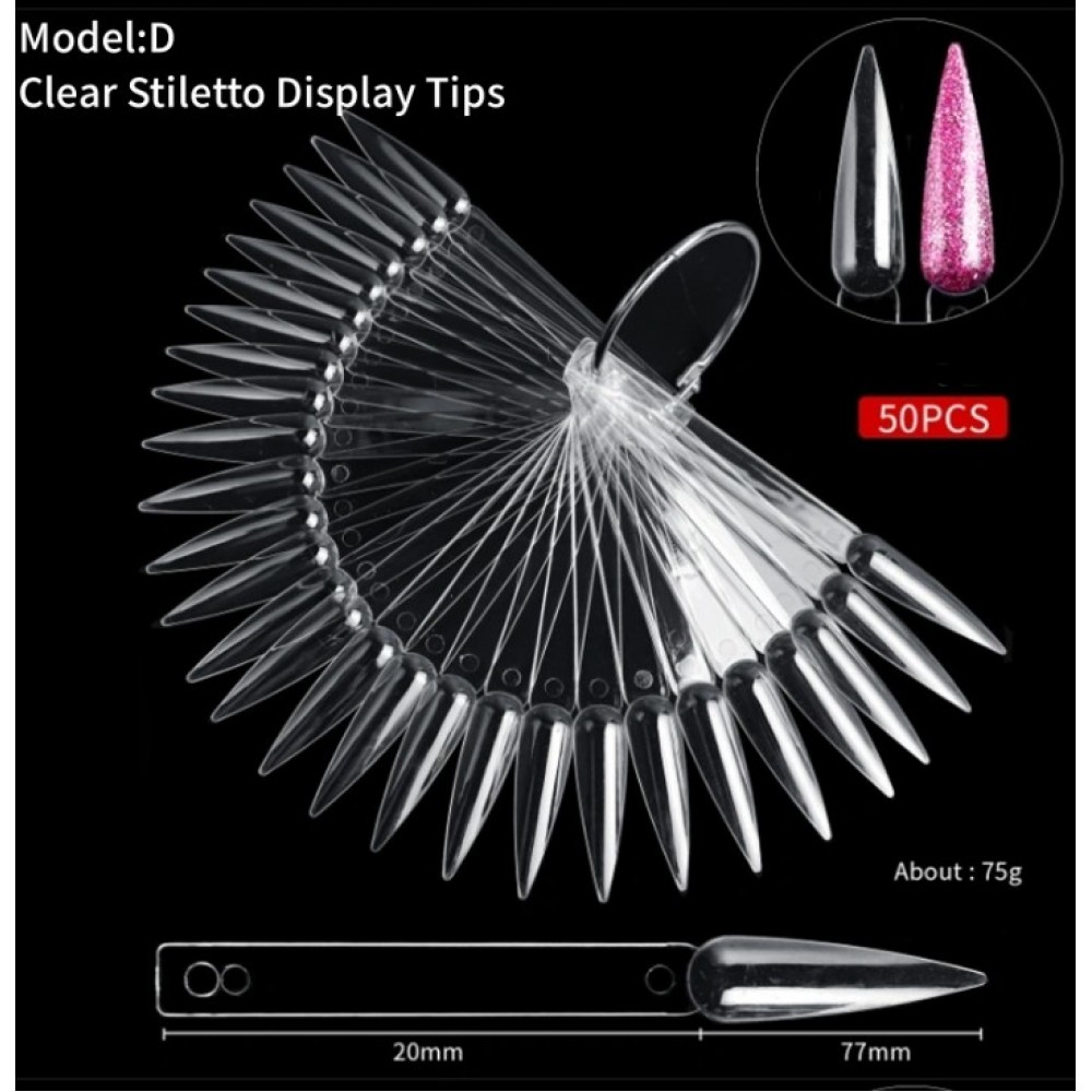 Δειγματολόγιο Νυχιών Σε Κρίκο Clear Stiletto D 50pcs
