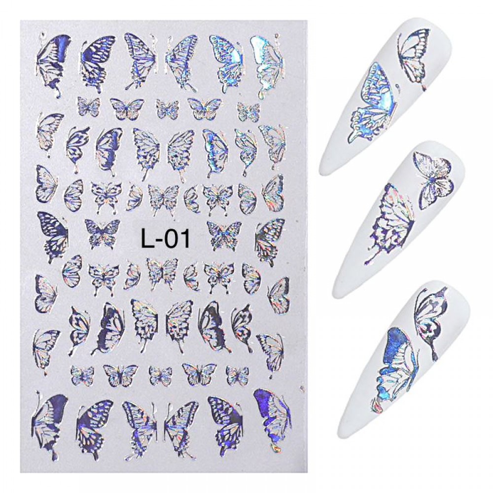 Αυτοκόλλητα Νυχιών Silver Butterfly  L-01