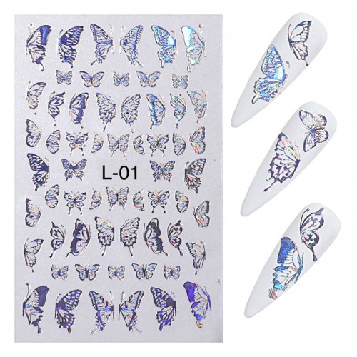 Αυτοκόλλητα Νυχιών Silver Butterfly  L-01
