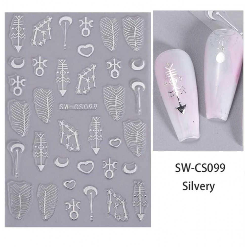 Αυτοκόλλητα Νυχιών Anomalous Line SW-CS099 Silvery
