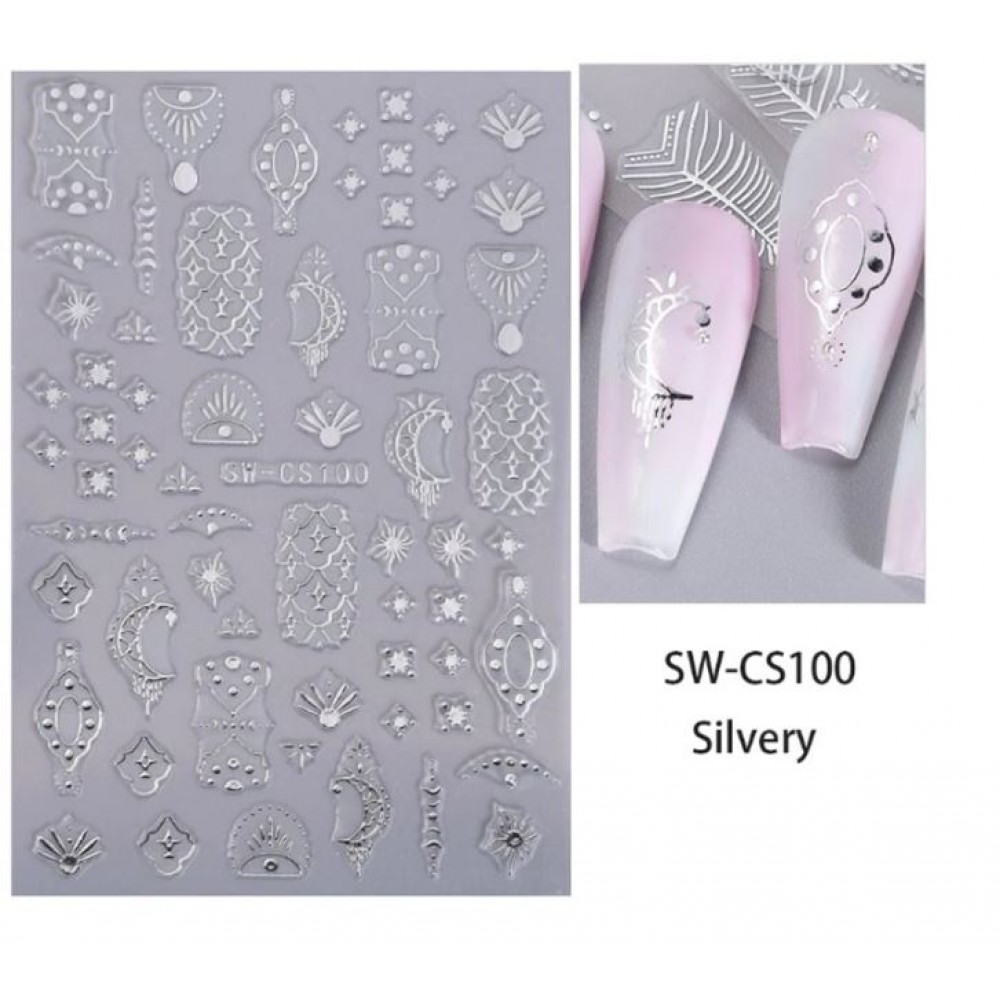 Αυτοκόλλητα Νυχιών Anomalous Line SW-CS100 Silvery