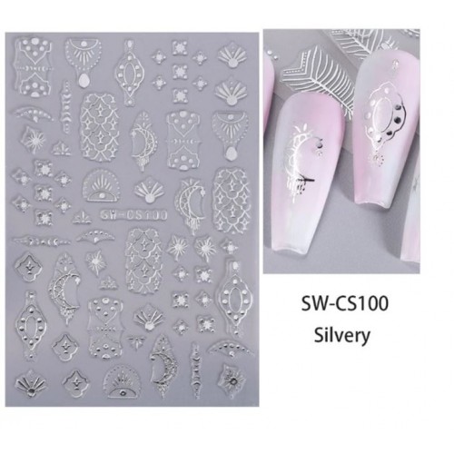 Αυτοκόλλητα Νυχιών Anomalous Line SW-CS100 Silvery
