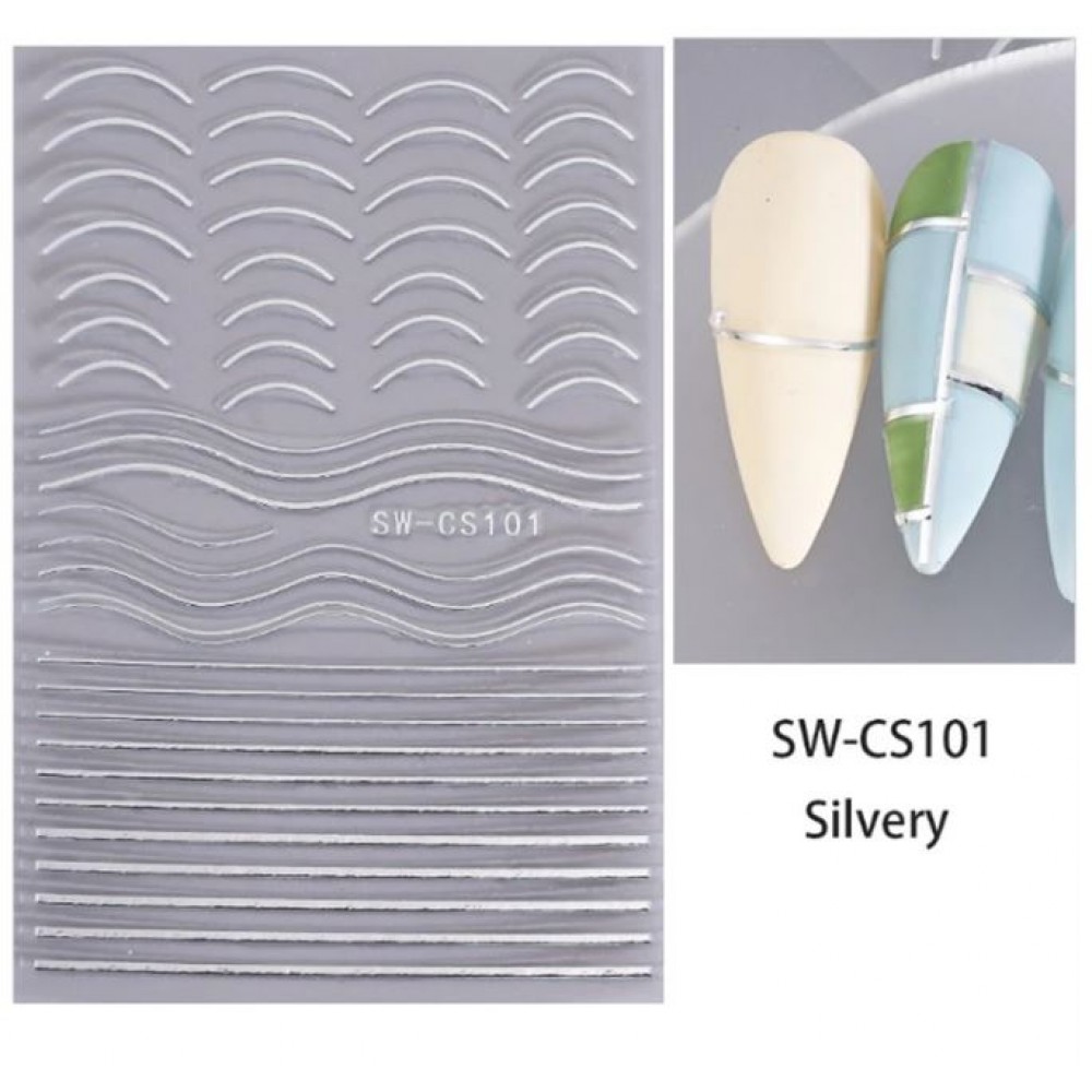 Αυτοκόλλητα Νυχιών Anomalous Line SW-CS101 Silvery