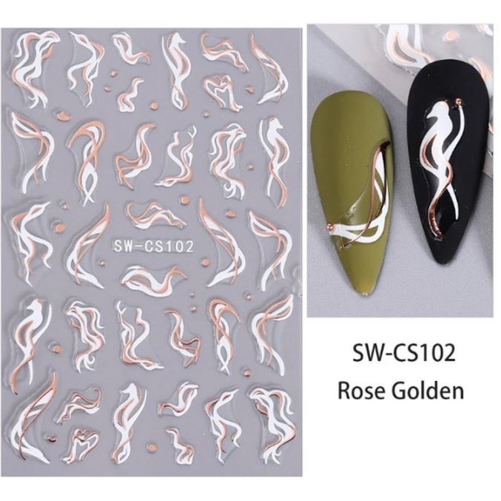 Aυτοκόλλητα Νυχιών Anomalous Line SW-CS102 Rose Golden