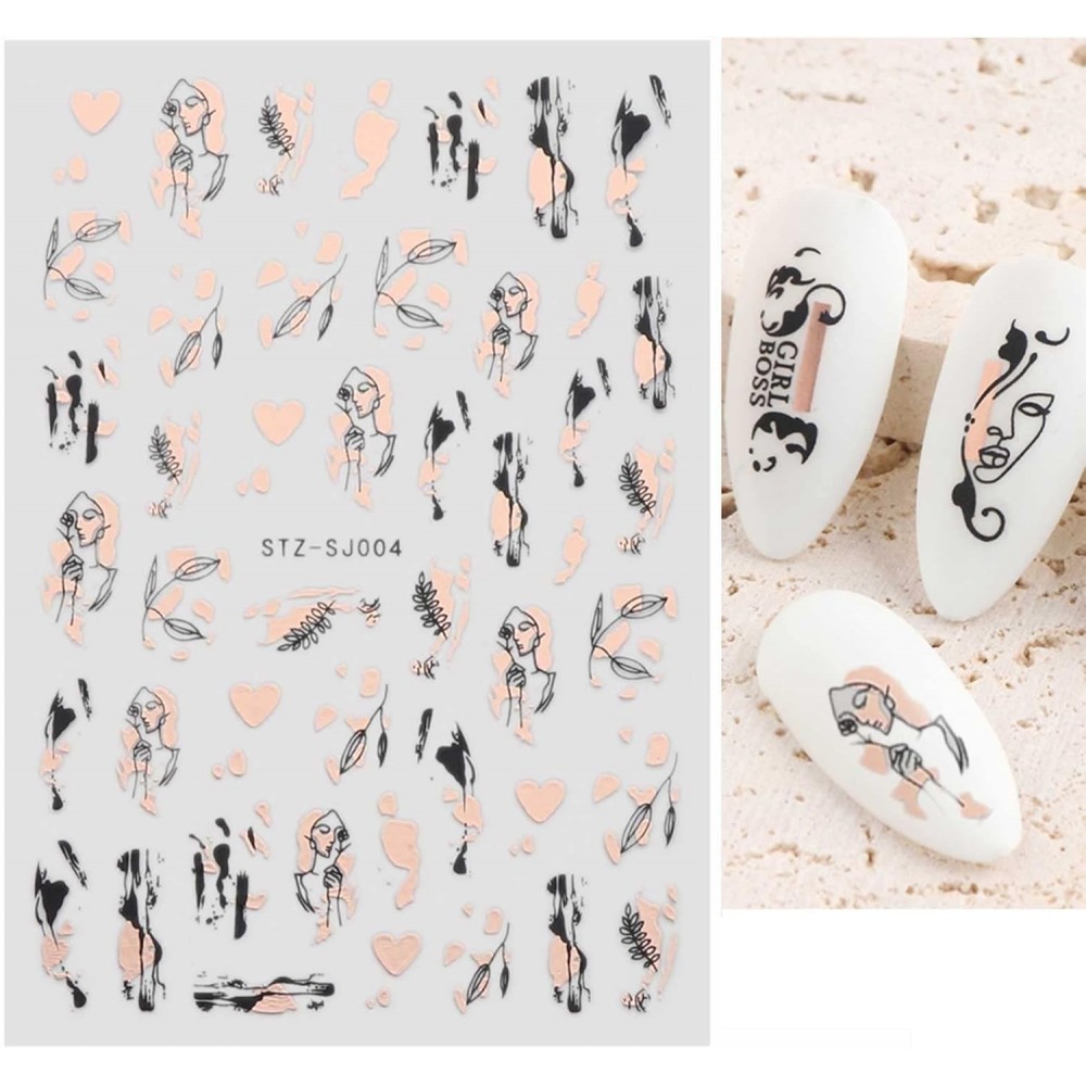 Αυτοκόλλητα Νυχιών Rose Gold + Black STZ-SJ004