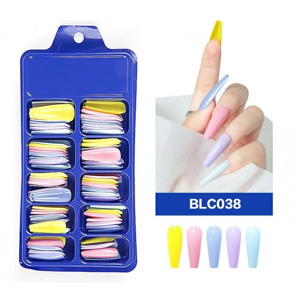 Χρωματιστά Tips Νυχιών Coffin (Ballerina) 100Pcs BLC038