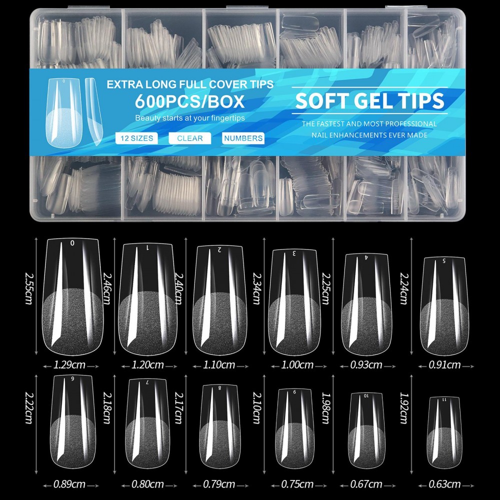 Soft Gel Tips 600Pcs Medium Square