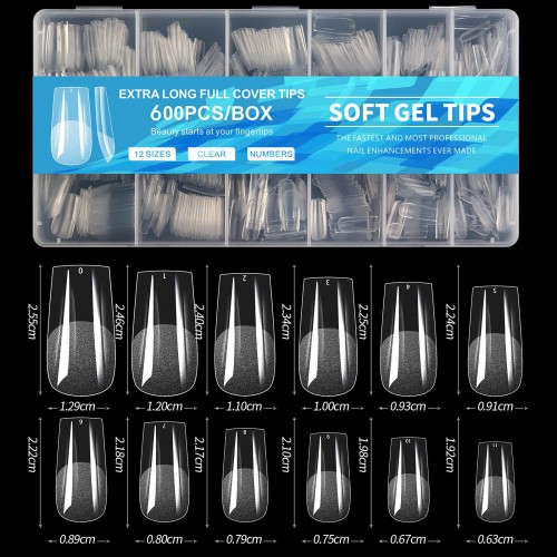 Soft Gel Tips 600Pcs Medium Square