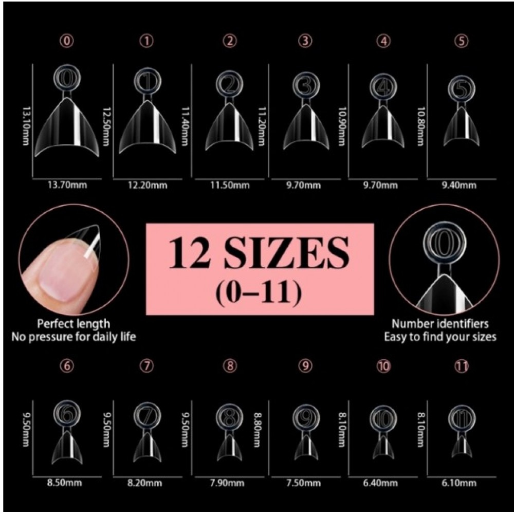 Soft Gel Tips French Half-Cover #01  600Pcs