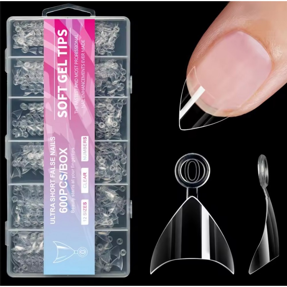 Soft Gel Tips French Half-Cover #01  600Pcs
