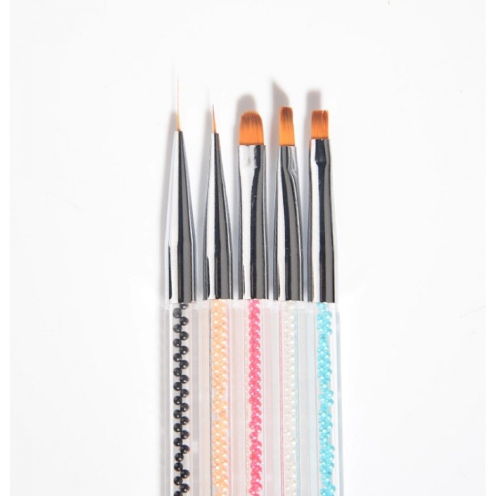 Σετ 5 Διπλών Πινέλων Nail Art Με Dot