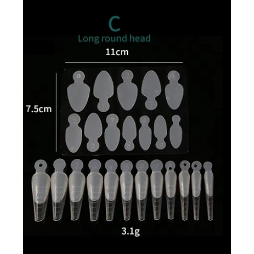 Reusable French Tip Guides (Molds) C Long Round Head  12Pcs