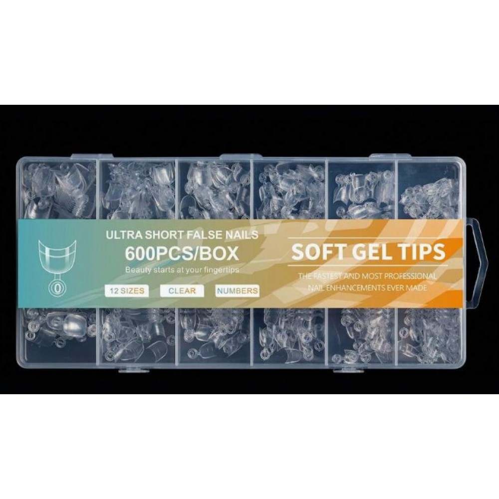 Soft Gel Tips French Half-Cover #02  600Pcs