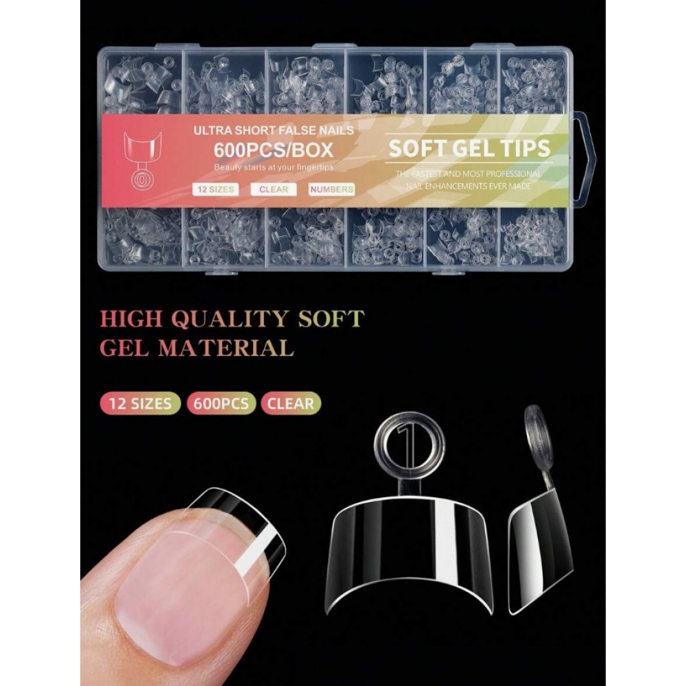 Soft Gel Tips French Half-Cover #03  600Pcs