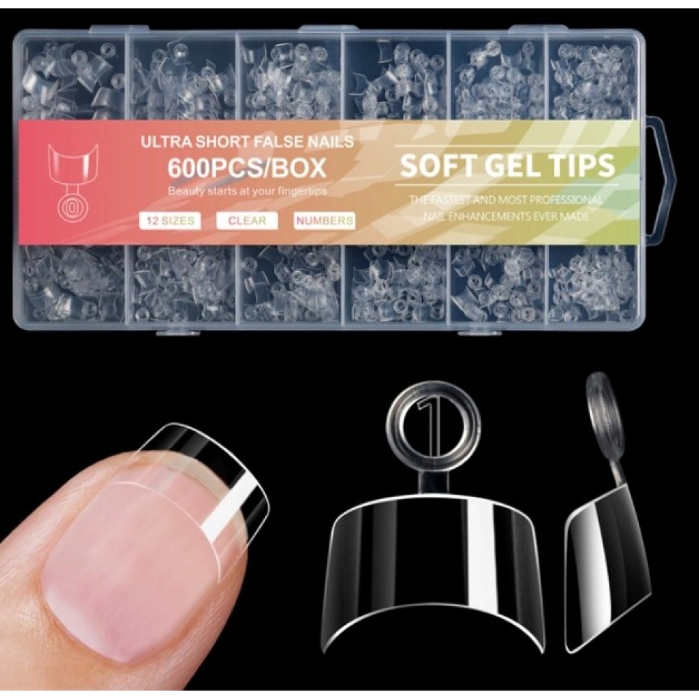 Soft Gel Tips French Half-Cover #03  600Pcs