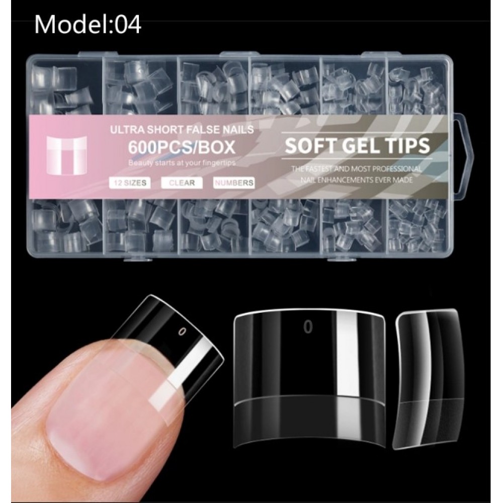 Soft Gel Tips French Half-Cover #04  600Pcs